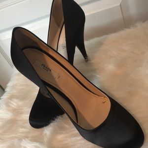 Prada black silk shoes size 39